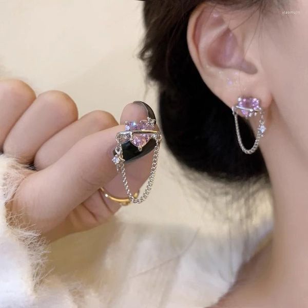 Pendientes de tuerca con aguja de plata 925 para mujer, accesorios góticos Harajuku, corazón de moda para mujer, Egirl, estética fresca y dulce, accesorios Y2K, joyería E362