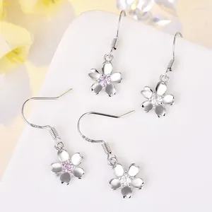 Boucles d'oreilles 925 aiguille en argent fleur de cerise rose romantique pour les femmes bijoux de fête de filles