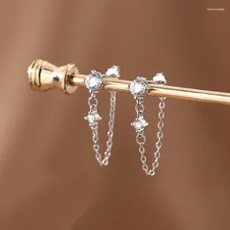 Boucles d'oreilles 925 Silver plaquée hypoallergénique chaîne de glace à glace Crystal perle pour femmes mignons bijoux de fête pendentites e146