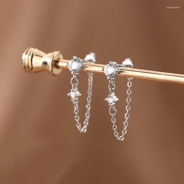 Boucles d'oreilles 925 Silver plaquée hypoallergénique chaîne de glace à glace Crystal perle pour femmes bijoux de fête pendentites e146