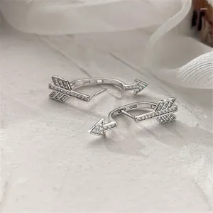 Boucles d'oreilles 925 Plume de flèche zircon plaquée en argent pour femmes bijoux de mariage de fête des filles E181