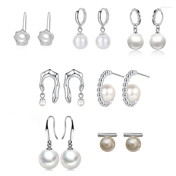 Boucles d'oreilles en argent 925, lignes de perles géométriques romantiques pour femmes, bijoux fins, accessoires minimalistes