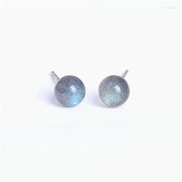 Boucles d'oreilles 925 Sterling For Women Colorf Blue 6 mm Labradorite Moon Light Stone Brincos Fine Jewelry Bijoux Drop Livrot otwel