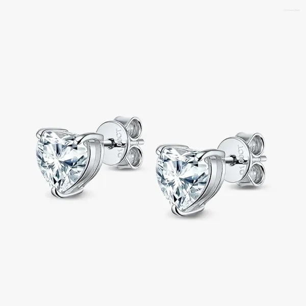 Boucles d'oreilles à tige en argent sterling 925 avec diamant Mosan en forme de cœur 6,5 et 6,5 mm pour femme et