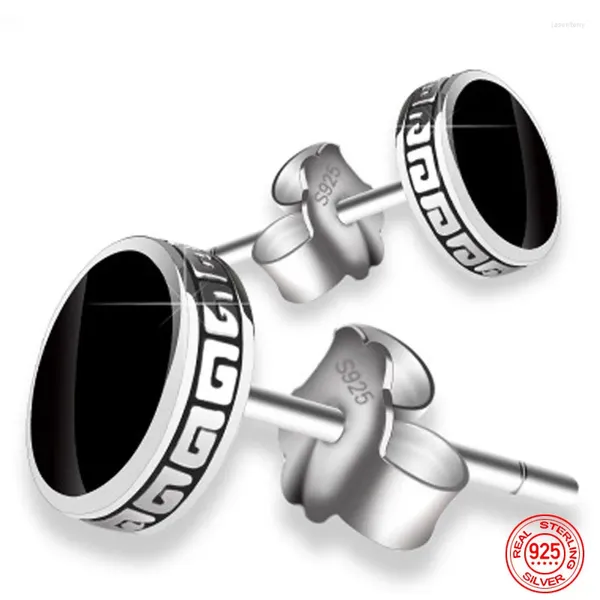 Pendientes de tachuelas 925 STERLING SIERTA 6 mm 8 mm Ronda negra para mujeres accesorios de joyería al por mayor