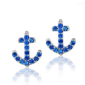 Boucles d'oreilles étalon 925 Sterling Silver Anchor Design Blue Round Cut Sona Stone Fashion Jewelry La qualité est très bonne