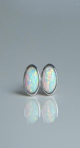 Stud -oorbellen 925 Sterling Silver Bezel Setting Ear sieraden voor vrouwen Fashion White Fire Opal Wedding Topkwaliteit3499400