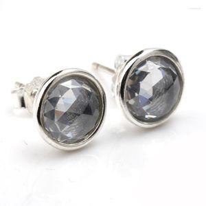 Boucles d'oreilles à tige en argent Sterling 925 grande pierre de Zircon cubique gris pour les femmes mariage fiançailles bijoux fins