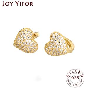 Boucles d'oreilles en argent Sterling 925 breloque femmes bijoux à la mode CZ forme de coeur rétro accessoires de fête cadeaux boucle d'oreille ronde en or
