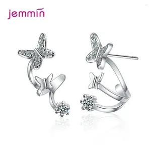 Stud -oorbellen 925 Sterling Silver Cute Butterfly Statement For Women Girls CZ Cubic Zirconia Trendy Fashion Jewelry