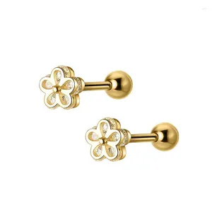 Boucles d'oreilles en argent Sterling 925, mignon, doux, creux, Mini fleur géométrique en Zircon, bijoux fins coréens pour femmes
