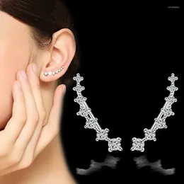 Stud Oorbellen 925 Sterling Zilver Sierlijke Zirconia Oorbel Klimmer Lange Lijn Vorm Oor Crawlers Vrouwen Partij Sieraden