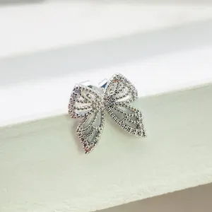 Boucles d'oreilles en argent Sterling 925, bijoux délicats en cristal de zircone cubique, aile de papillon, à la mode et luxueux