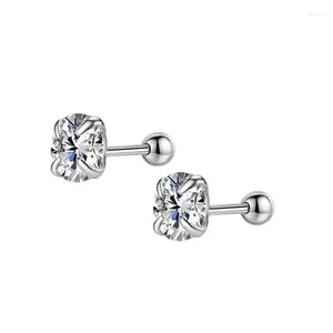 Stud Oorbellen 925 Sterling Zilver Diamant Implaid Schroef Terug Oordop Fijne Sieraden Voor Vrouwen Kindercadeau