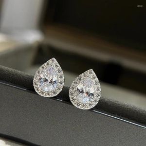 Stud -oorbellen 925 Sterling zilveren druppelvormige kleine oorstoppen voor dames mode -sieraden