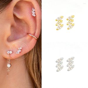 Stud -oorbellen 925 Sterling Silver Ear Naald Rhombus Crystal Small Ladies Simple Zirkon Earring Fashion sieraden Verjaardagsgeschenken