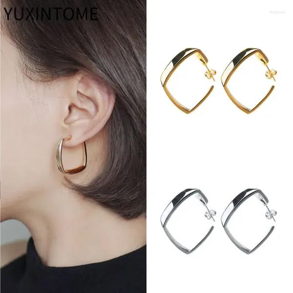 Boucles d'oreilles en argent Sterling 925 pour femmes, aiguille d'oreille carrée Simple, personnalité, grand cercle, Piercing, bijoux à la mode