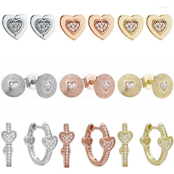 Boucles d'oreilles en argent sterling 925, boucles d'oreilles rondes pour femmes, cadeau de mode, bijoux fins, Signature, cœurs séduisants, Fans