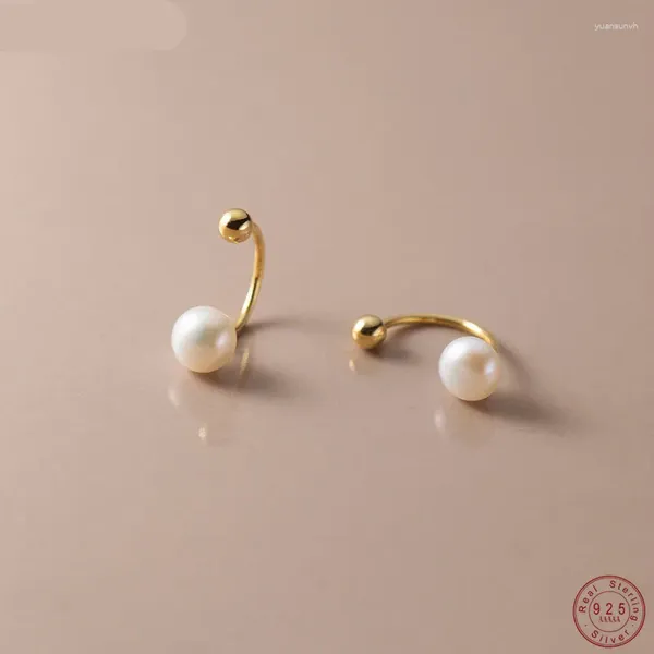 Pendientes de sementales 925 Fashion de plata esterlina Natural de agua dulce de agua dulce Ganning de tornillo de tornillo para mujeres Piercing joyería BKEJ025