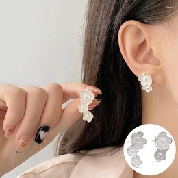 Boucles d'oreilles 925 fleur en argent sterling pour femmes girl Fashion Fashion Géométrique Asymétrique Design Jewelry Birthday Gift Drop