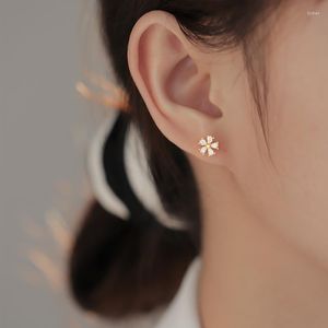 Boucles d'oreilles à tige en argent Sterling 925 fleur Zircon féminité exquise mignon petit brillant mariage mode bijoux cadeau