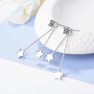 Boucles d'oreilles en argent Sterling 925 pour femmes Simple étoile brillant Zircon suspension arrière boucle d'oreille anniversaire bijoux GiftsStud