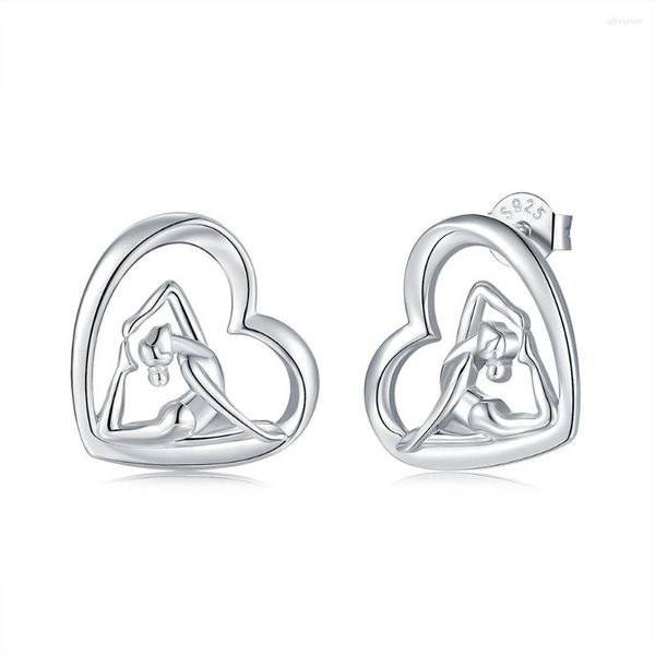 Boucles d'oreilles à clous en argent Sterling 925, cœur, gymnastique, Sport, ballerine, bijoux inspirants à la mode, cadeaux pour femmes et adolescentes