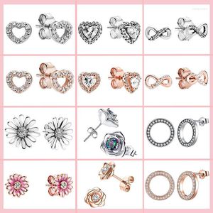 Boucles d'oreilles ￩talon 925 SERRING SIRGE SERVICE ROSED DAISY S￩rie d'oreille pour les femmes Fit Cadeau de fabrication de bijoux de marque originale