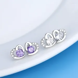 Boucles d'oreilles en argent Sterling 925, en forme de cœur, en Zircon, de haute qualité, pour femmes, bijoux fins de mariage, accessoires, cadeau de fête