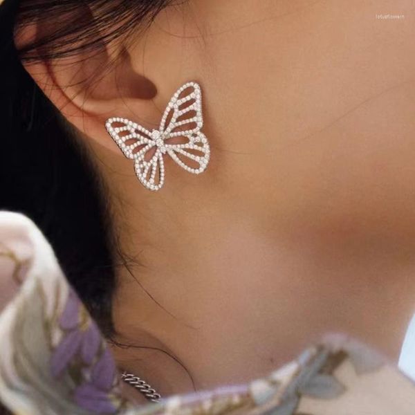 Boucles d'oreilles en argent Sterling 925 incrusté de Zircon, pompon papillon pour femmes, clous d'oreilles détachables, bijoux de mariage élégants