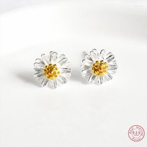 Stud -oorbellen 925 Sterling zilveren Japanse mode Simple Small Daisy Women Party Bruiloft Juwelen Accessoires Vriendden Geschenken