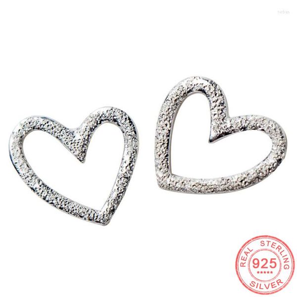 Pendientes de tuerca, joyería de plata de ley 925, moda para mujer, lindo pequeño, 0,8 cm x 0,9 cm, regalo de corazón hueco para niñas, niños y niñas