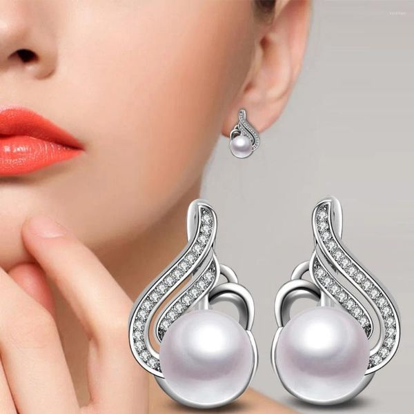 Boucles d'oreilles en argent Sterling 925, bijoux simples, perle d'eau douce pour femmes, cadeau Boucle D'oreille Brincos Para