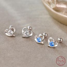 Boucles d'oreilles en argent Sterling 925, coréen, Simple, doux, cœur en Zircon, pour femmes et filles, élégant au quotidien, avec accessoires de bijoux