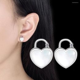 Pendientes de tuerca de plata de ley 925 con cerradura de corazón y cristal para mujer, anillo para accesorios de joyería de diseñador de lujo, joyería GaaBou