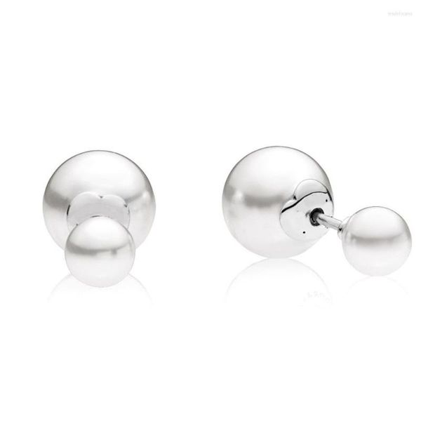 Pendientes de tuerca de Plata de Ley 925 con gotas luminosas, perlas de cristal blanco para mujer y niña, anillo de oreja de boda, regalo de joyería Brincos