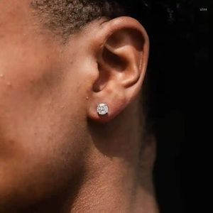 Stud -oorbellen 925 Sterling Silver Men Women Mode sieraden Shining Magnet Ear 6mm kubieke zirkoonclip niet -piercing magnetisch