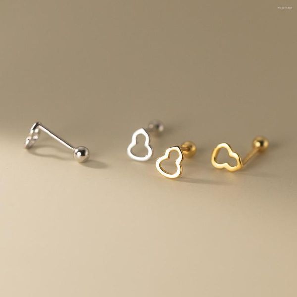 Boucles d'oreilles à tige en argent Sterling 925 minimaliste perle de gourde creuse pour les femmes mignon bébé oreille os Piercing bijoux accessoires AEZ159