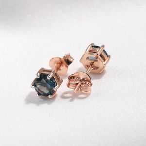 Pendientes de sementales 925 Sterling Silver Nano London Blue Topaz Anniversary Anniversary Anniversary Gifts For Women Classic Fine Rose Gold Plate