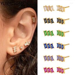 Boucles d'oreilles 925 aiguille en argent sterling luxe Crystal coloré pour femmes