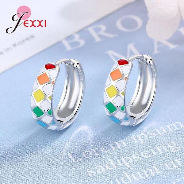 Pendientes de sementales 925 STERLING SILE ACELA Colorida Geométrica Geométrica para mujeres Dama anti-alergia BRINCOS