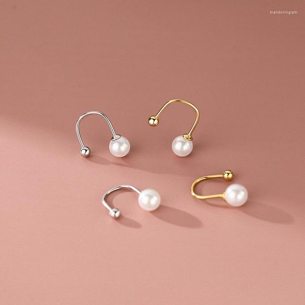 Boucles d'oreilles en argent Sterling 925 perle pour femmes perles en spirale simples Cartilage Piercing oreille goujons accessoires de bijoux de mode