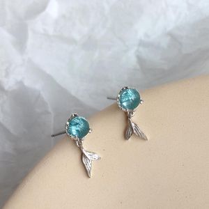 Stud -oorbellen 925 Sterling Silver Piercing Crystal Mermaid For Women Girls Wedding Party Femme Jewelry Pendientes Jlkjfafa