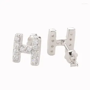 Oorknopjes 925 Sterling Zilver Speels Kleine Verse Letter H Vrouwelijk Model Eenvoudig Bezaaid Met Zirkoon Kristal Feest Dames Cadeau