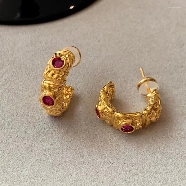 Boucles d'oreilles en argent Sterling 925, pierre Rose dorée, géométrique irrégulière, cadeau pour femmes et filles, bijoux, vente en gros