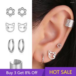 Boucles d'oreilles en argent Sterling 925, géométrique Simple, mignon, petit clip d'oreille de 12mm, bijoux fins minimalistes, cadeaux pour femmes et filles