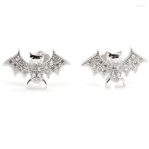 Boucles d'oreilles à tige en argent Sterling 925 petite chauve-souris claire CZ bijoux animaux mignons pour femmes filles cadeau de saint valentin