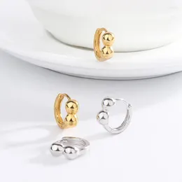 Boucles d'oreilles à tige en argent sterling 925, petit haricot doré, conçu par une minorité féminine, boucle d'oreille polyvalente, boule ronde, ornement