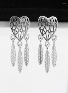 Stud Earrings 925 Sterling Silver Spiritual Feather For Women Girls Dream Catcher Love Heart Vrouw Fine Jewelry8840567