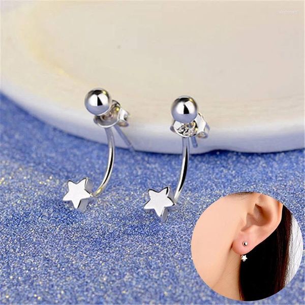 Pendientes de tuerca de plata de ley 925 con cuentas de estrella, joyería de regalo para mujeres y niñas